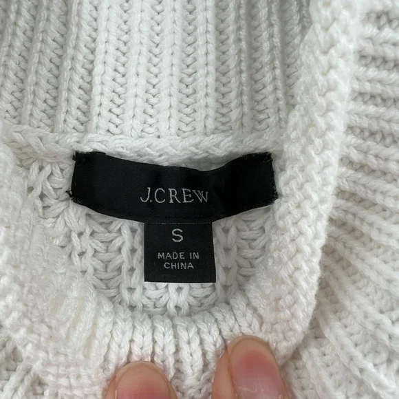 J. Crew Relaxed Rollneck Knit Cotton Sweater in White BE159 - Picture 6 of 9